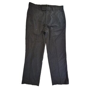 Men's Charcoal Pinstripe Dress Pants Flat Front Size 34x29